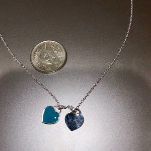 Please return to Tiffany 925 Double Heart tag pendant necklace
